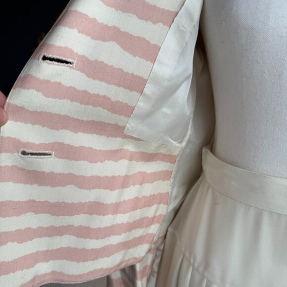 NWT Vintage 90s 100% Silk Pink and Cream Blazer and Chiffon Pleated Skirt Set - Picture 9 of 16